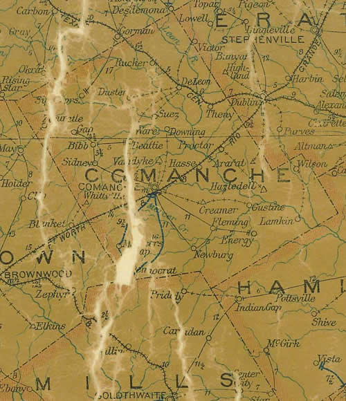 Comanche County TX 1907 Postal Map