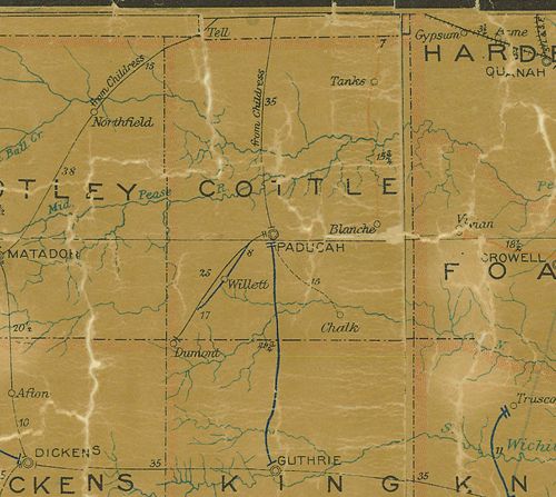 Cottle County TX 1907 postal map
