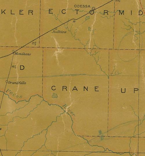 Crane County TX 1907 postal map