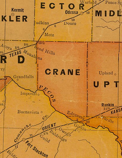 Crane County TX 1920s map