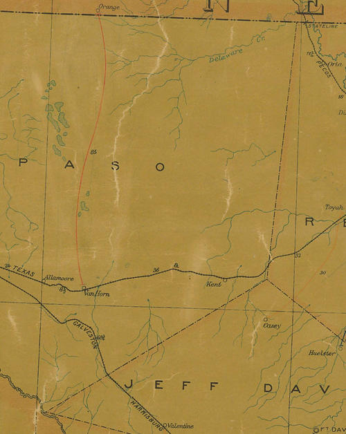 Culberson County TX 1907 postal map