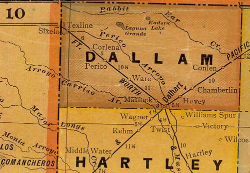 Dallam County TX 1920s Map 