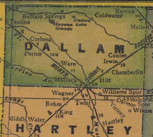 Dallam County TX 1940s Map 