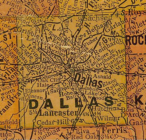 Dallas County TX 1920s Map
