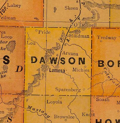Dawson County Texas 1920s map