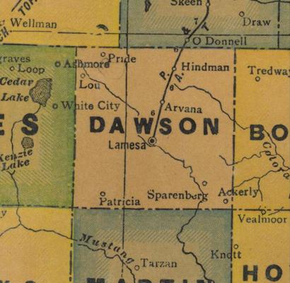 Dawson County Texas 1940s map