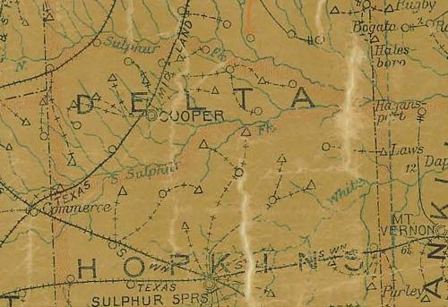 TX Delta County 1907 Postal Map