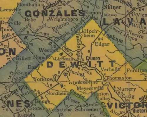 TX DeWitt County 1940s map