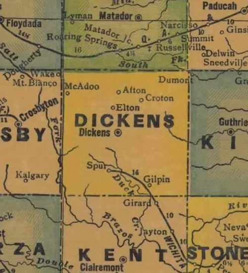 TX Dickens  County 1940s Map