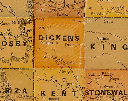 Dickens County TX 1920s old map