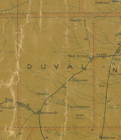 Duval  County TX 1907 postal map