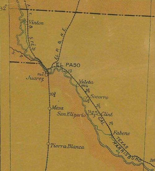 El Paso County TX 1907 Postal Map