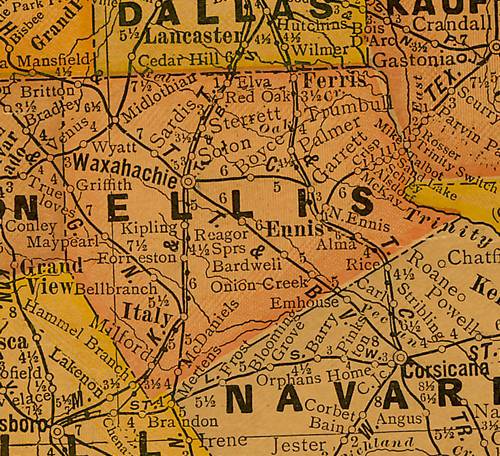 TX Ellis County 1920s Map