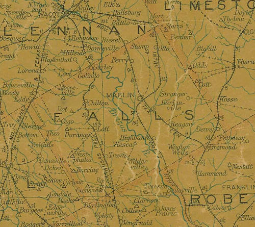 Falls county TX 1907 postal map
