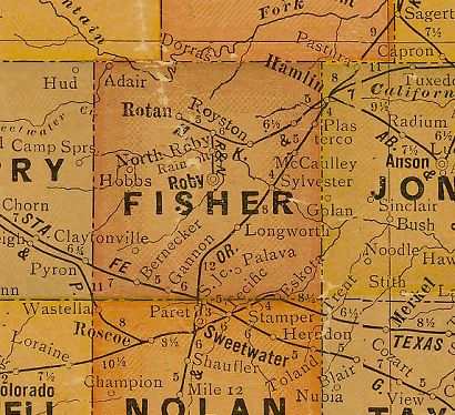 Fisher County Texas 1920s map