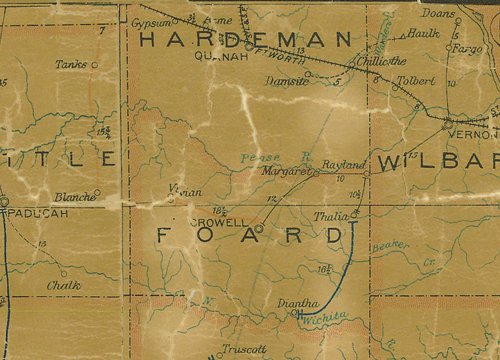 TX 1907 Foard County and Hardeman County  postal map