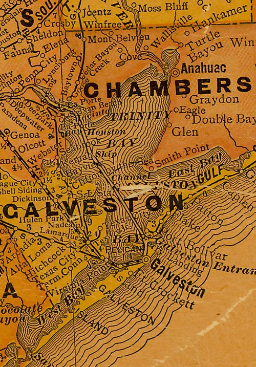 TX - Galveston Bay 1920s map
