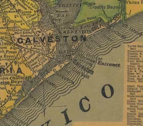 TX  Galveston County 1940s Map