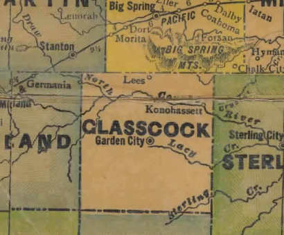 Glasscock County Texas 1940s map
