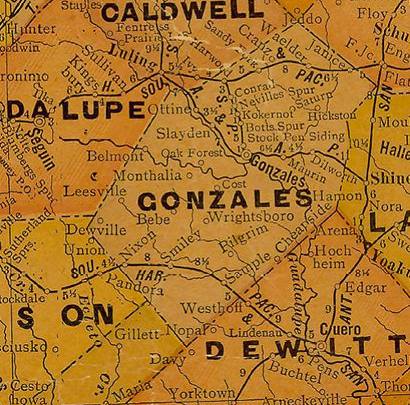 1930s Gonzales County Texas map