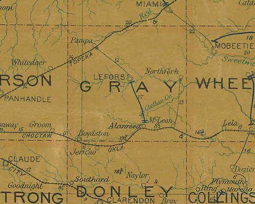 Gray County TX 1907 Postal Map