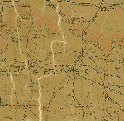 Grayson  County TX 1907 postal map
