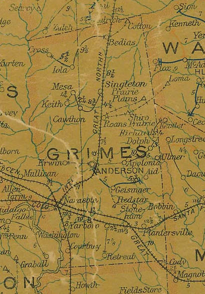 TX Grimes County 1907 postal map