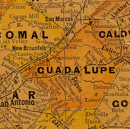 Guadalupe County Texas 1920s map
