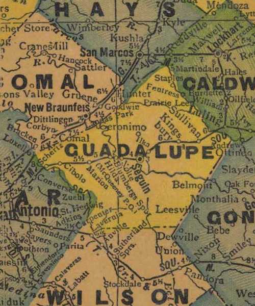 TX Guadalupe County 1940s Map