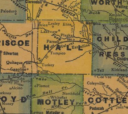 Hall County Texas 1940s old map