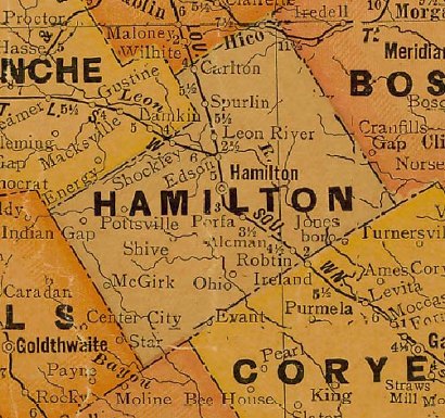 Hamilton County Texas 1920s map