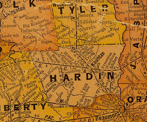 Hardin County TX 1920s map