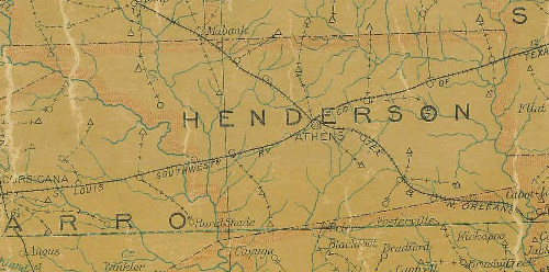 Henderson County Texas 1907 Postal map