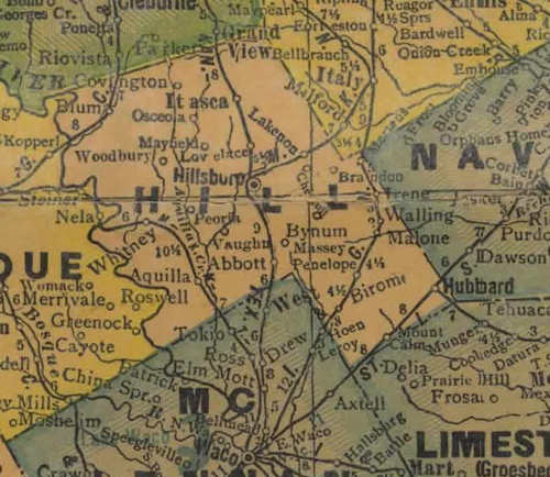 TX Hill County 1940s Map