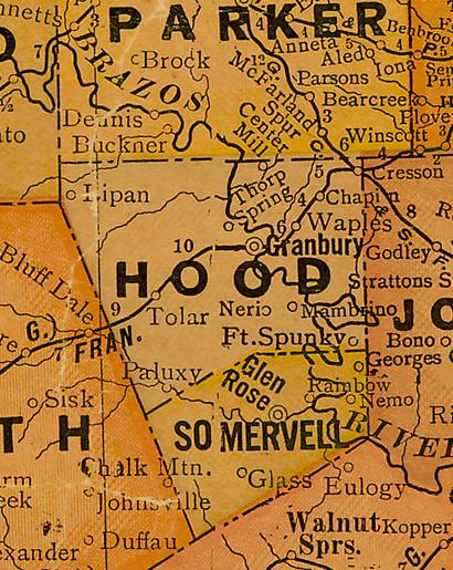 Hood County TX 1920s map