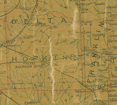 TX Hopkins County 1907 postal Map