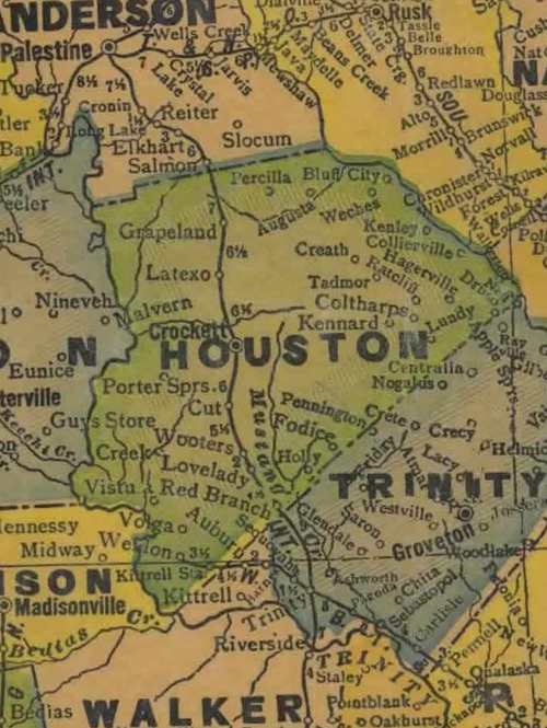 Houston County Texas 1940s map