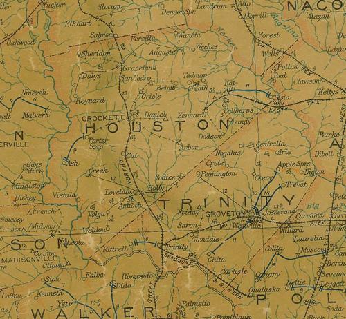 Texas - Houston County 1907 postal map