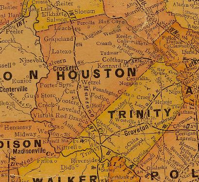 Houston /Trinity County TX 1920 Map