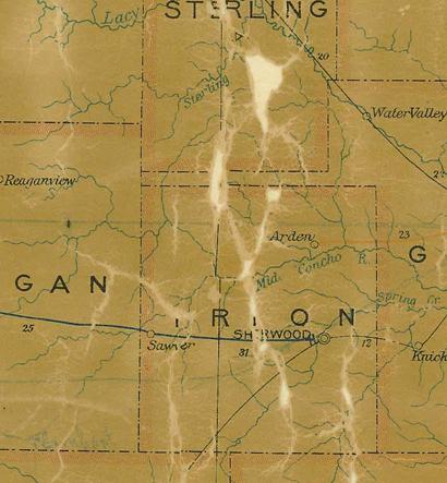 TX Irion County 1907 postal map