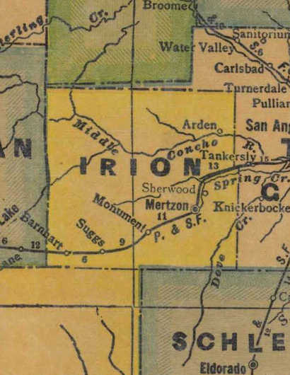 Irion County Texas 1940s map