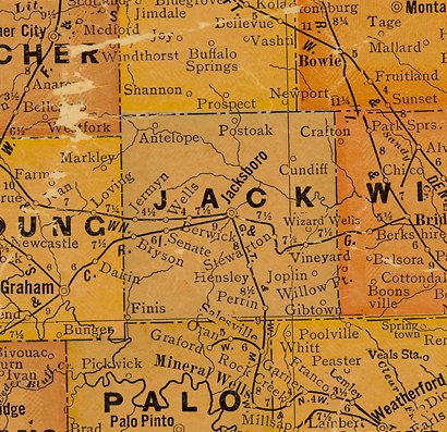 TX Jack County Texas 1920s map