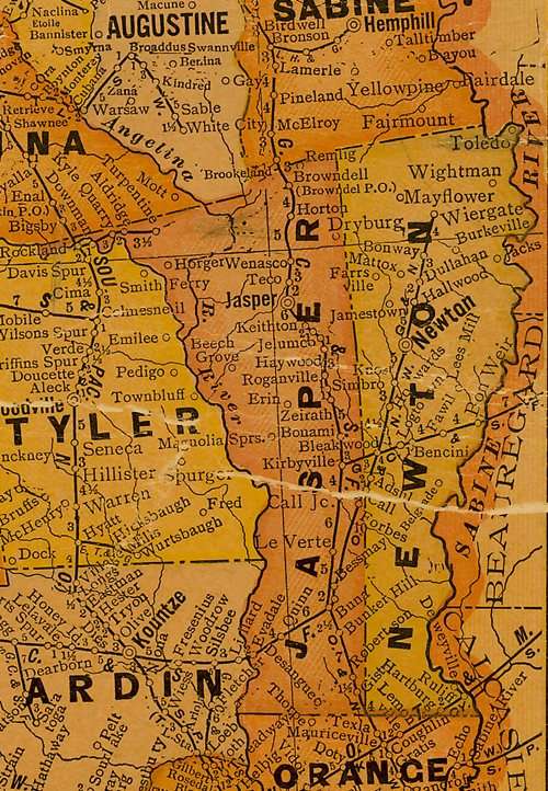 Jasper Newton County TX 1920s map