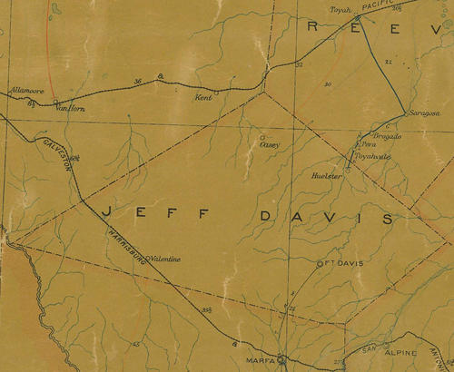 Jeff Davis  County TX 1907 Postal Map