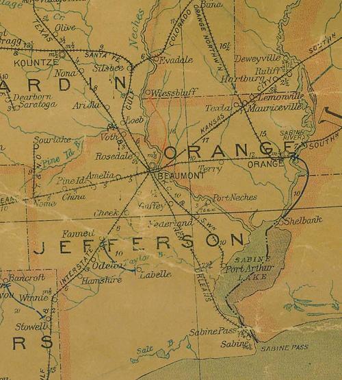 TX - Jefferson County 1907 postal map