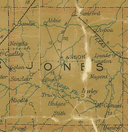 TX Jones County 1907 Postal Map