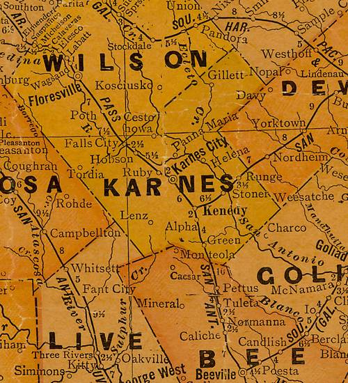 Karnes County Texas 1920s map
