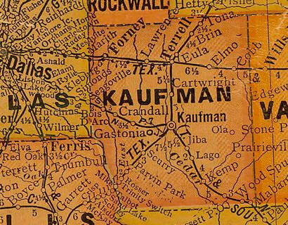TX  Kaufman County 1920s Map