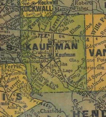 TX Kaufman  County 1940s Map