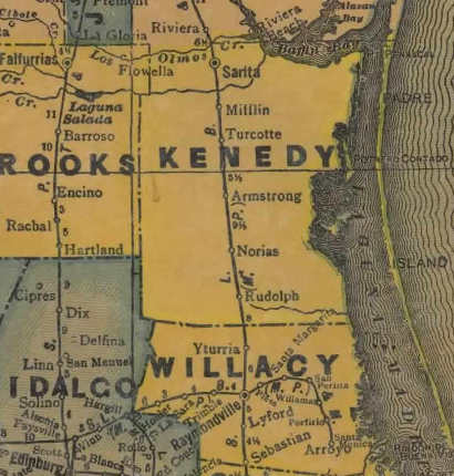 Kenedy County Texas 1940s map